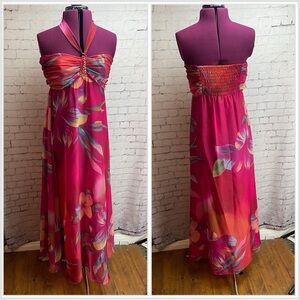 Boston Proper Pink Floral Maxi Dress